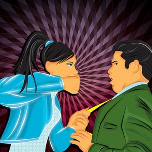 angry girl argument at Sichuan hostel China