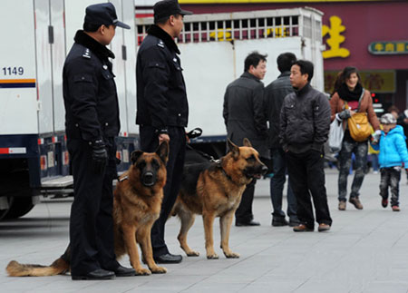 Police Maintaining Order Around Guangzhou Railway Station