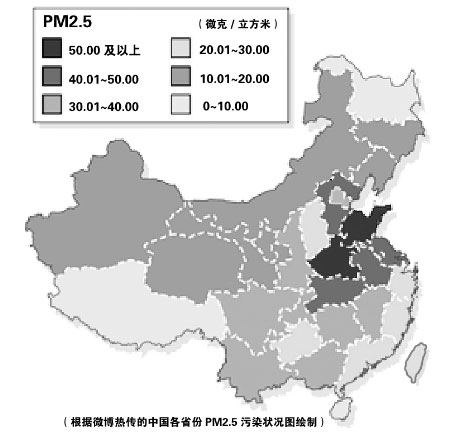 PM2.5 Concentration in Chinese Provinces Triple the WHO Quota