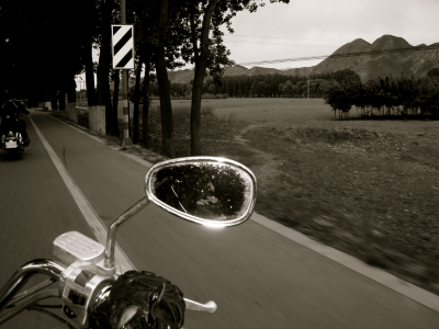 motorcycle on small street