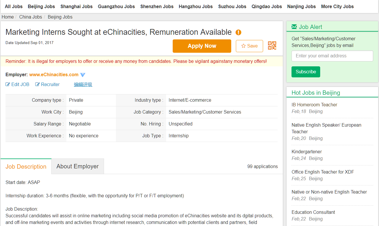 echinacities jobs description