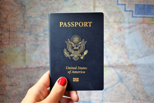 passport and map